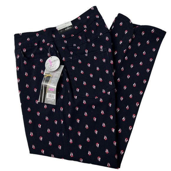 Slim-Sation Crop Golf Pants Nautical Midnight Print Women’s 6 - Picture 1 of 12